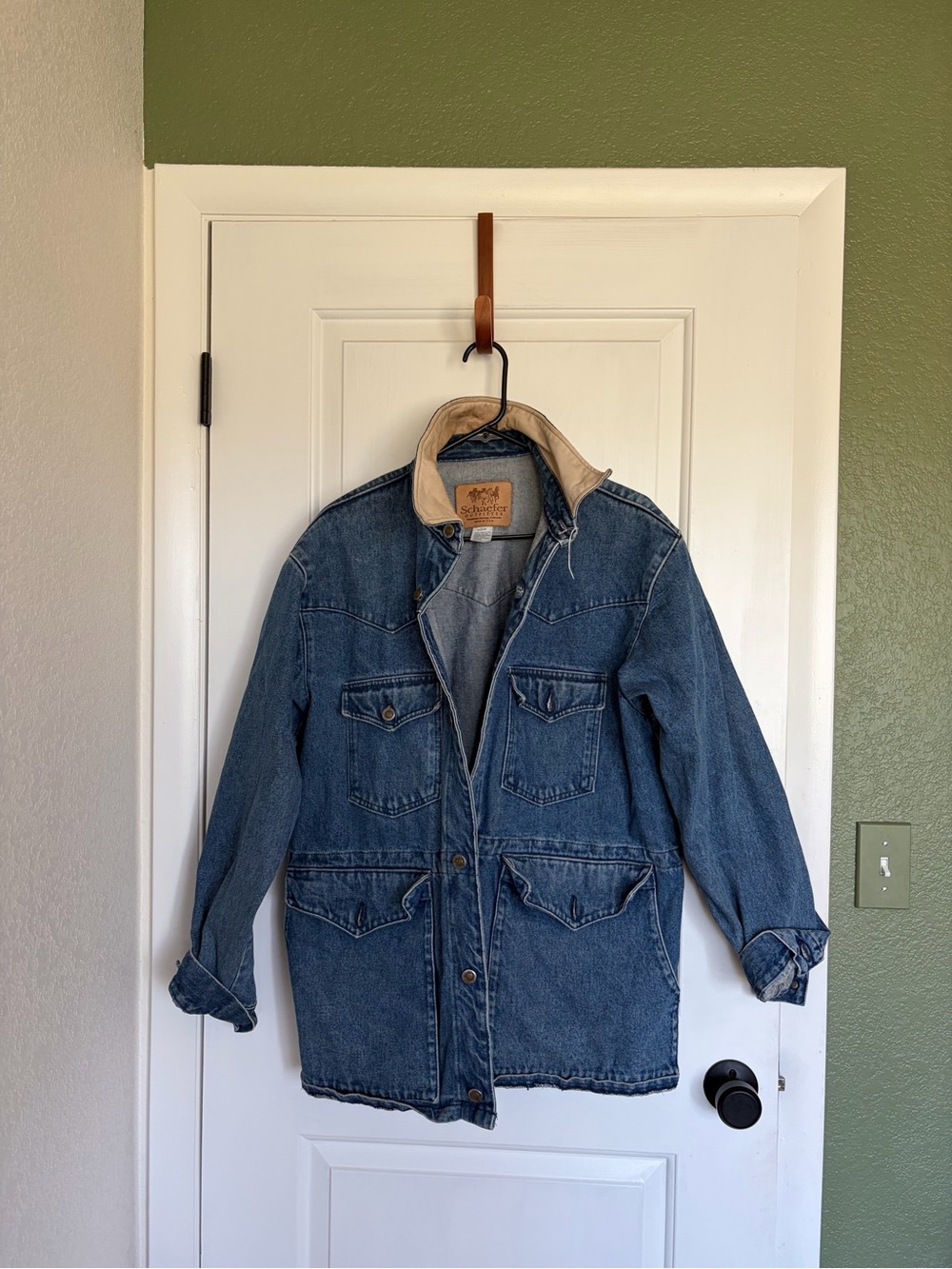 Perfect vintage denim hip length chore coat